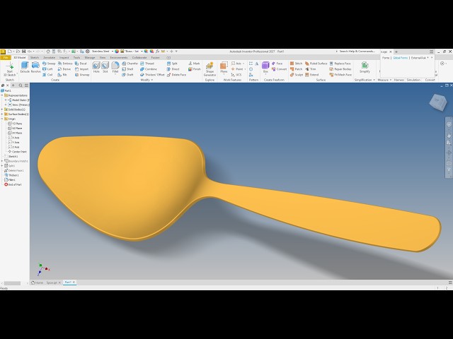 Autodesk inventor 2027 Create Stainless Steel Spon EXERCISE 229