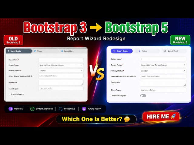 Vtiger CRM Bootstrap 3 to Bootstrap 5 Report Wizard Redesign