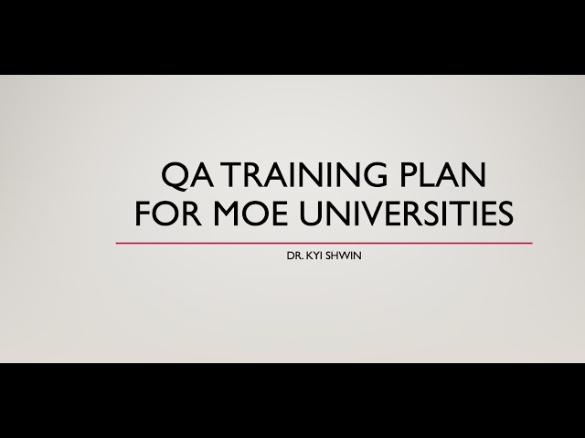 QA Training Plan for MoE Universities and Colleges