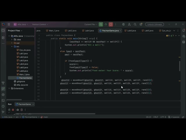 Pac-Man Console Game in Java | OOP Project + Code Explanation + Live Demo