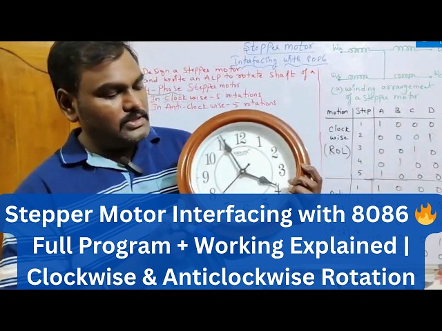 Stepper Motor Interfacing with 8086 🔥 Full Program + Working  | Clockwise & Anticlockwise Rotation