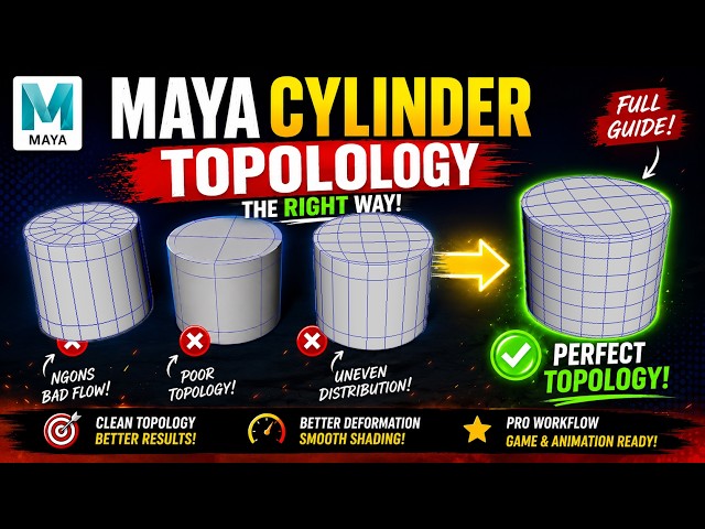 99% of Maya Users Make This Topology Mistake! Learn Perfect Cylinder Topology in Minutes