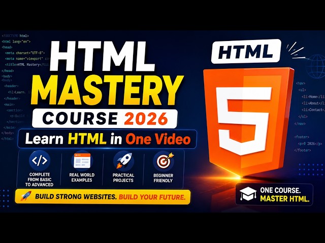 HTML Full Course 2026 🚀 | Complete Beginner to Advanced Tutorial | HTML Mastery Course