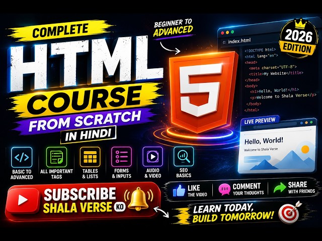 🚀 Learn HTML from Scratch – Complete HTML Course in Hindi | Beginner to Advanced