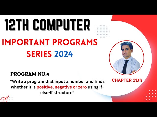 Computer 12th Class Important Programs Questions 2024 | Program number is positive, negative, zero.