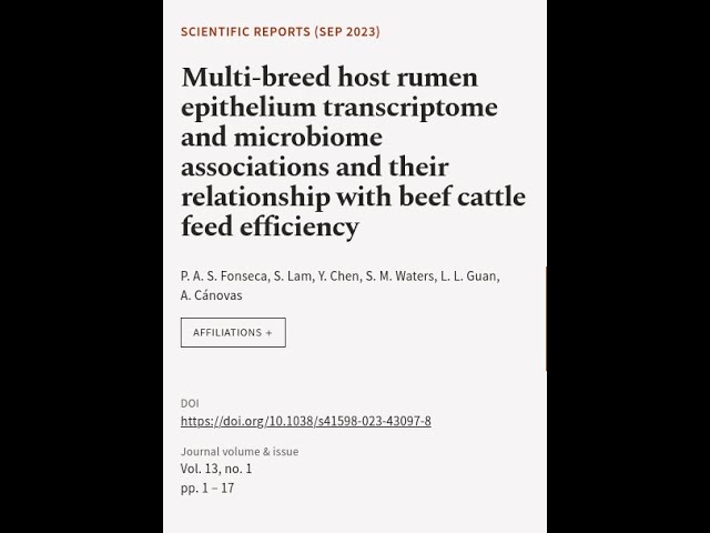 Multi-breed host rumen epithelium transcriptome and microbiome associations and their... | RTCL.TV