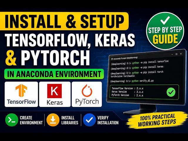 Install TensorFlow, Keras & PyTorch in Anaconda | Beginner's Complete Tutorial