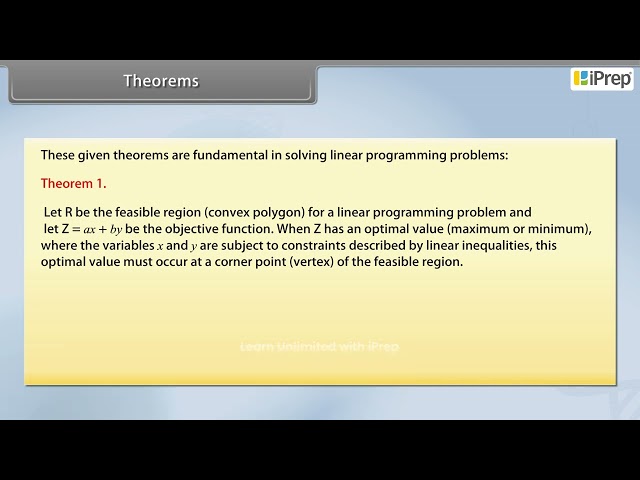 Theorems | Linear Programming | Math | Class 12th | iPrep
