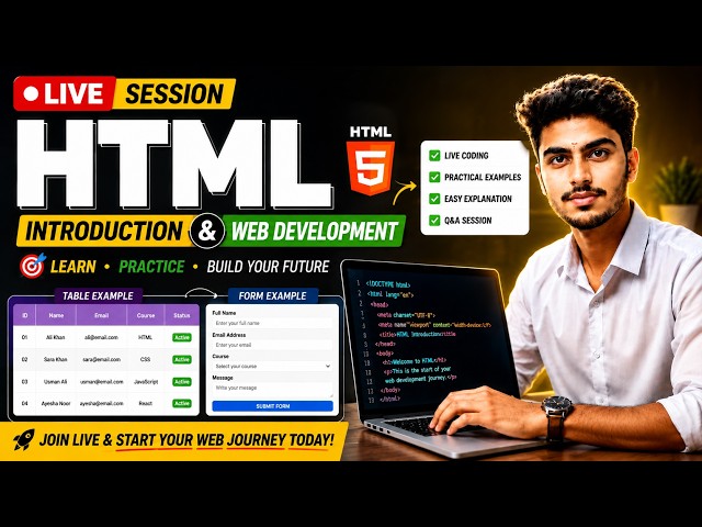 HTML Introduction Live Session 🔴 | Learn HTML & Web Development From Zero | Beginner Friendly