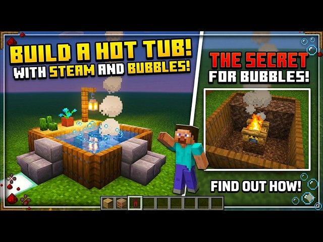 🛁 HOW TO BUILD A WORKING HOT TUB IN MINECRAFT (STEAM & BUBBLES)! Fast Tutorial 🛁