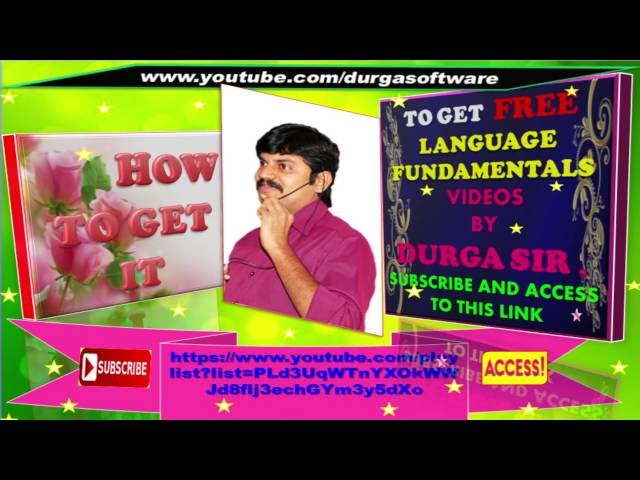 FREE LANGUAGE FUNDAMENTALS  Videos by Durga Sir in DURGASOFT!!!