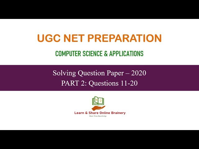 UGC NET Computer Science and Applications - Solving Question Paper - 2020 - Part 2 in Tamil