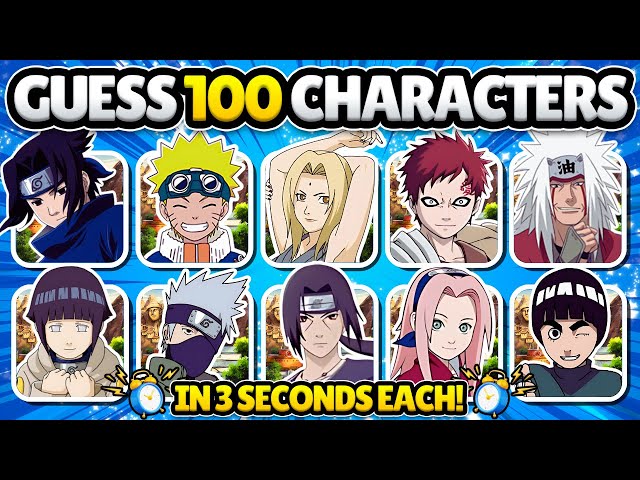 ⏰ GUESS 100 NARUTO CHARACTERS IN 3 SECONDS ⏰ | Naruto and Naruto Shippuden Quiz