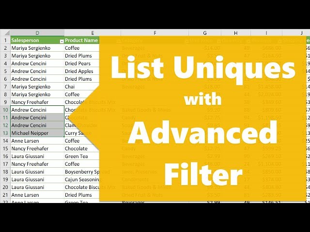 How To Find Unique Values Using Advanced Filter In Excel