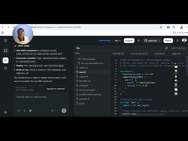 Building an AWS Infrastructure with Terraform on Infracodebase
