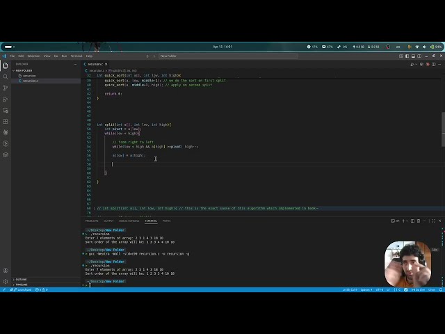 How I Implement Quick Sort in C Using the Hole Method