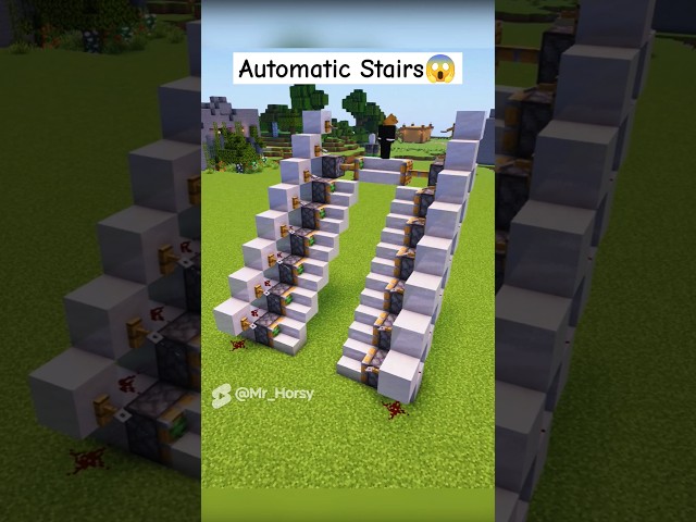 Easy* Automatic Stairs in Minecraft #minecraft #shorts #buildhacks #redstone
