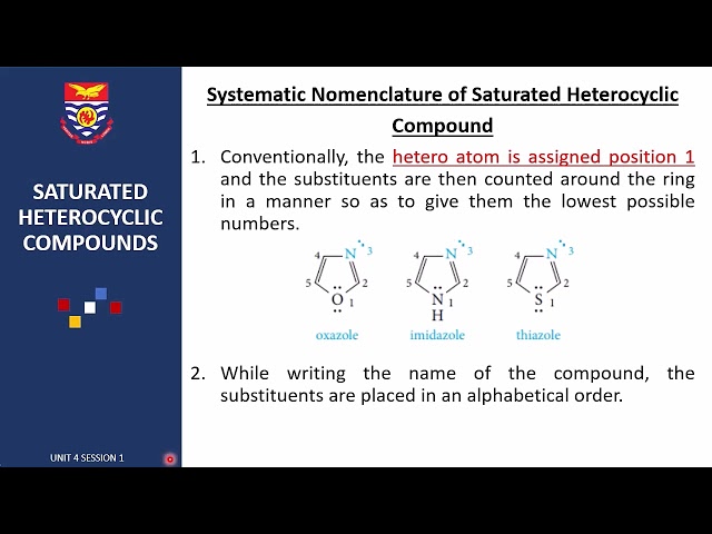 Aromatic and Heterocyclic Chemistry Unit 4 Session 1