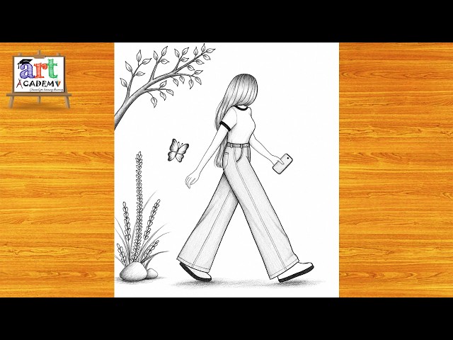 How to draw a cute Girl with Butterflies -Pencil sketch || Drawing easy for beginner || Girl drawing