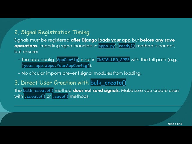 Troubleshooting Django post_save Signal: Why Is created Always False for User Model?