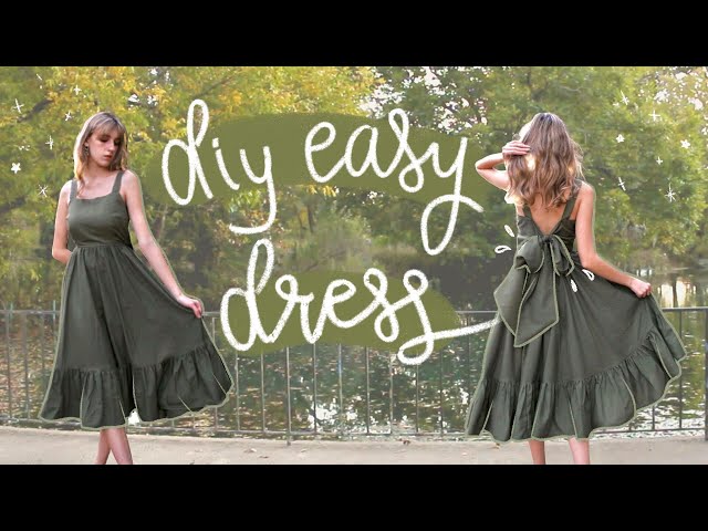 Easy DIY Dress (no zipper & it has pockets!) Pattern Available |Tie Back Dress With Ruffles Tutorial