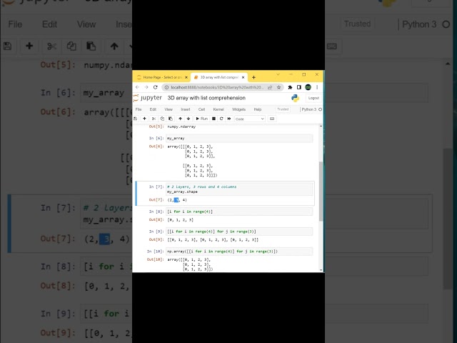 Python 3D Array with List Comprehension #shorts
