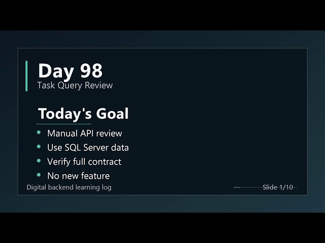 Day 98 - Review Task Queries with Real API Testing | ASP.NET Core