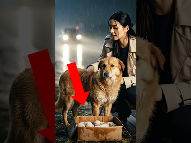 Tied in the Rainy Night… Yet Her Eyes Still Search for Her Puppies 🐕🌧️ #dog #animals #rescue