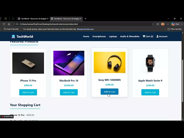 TechWorld - Electronics & Gadgets Web Development Project | DAS-EC-003