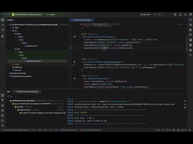 2025 Lab 6 OOP JaCoCo Test Coverage