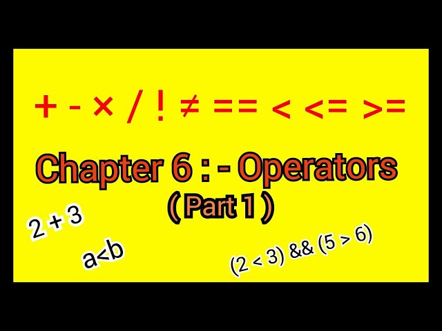 Plus +1 Computer Science | Chapter 6: Operators | Part 1 | Arithmetic, Relational, Logical Operators