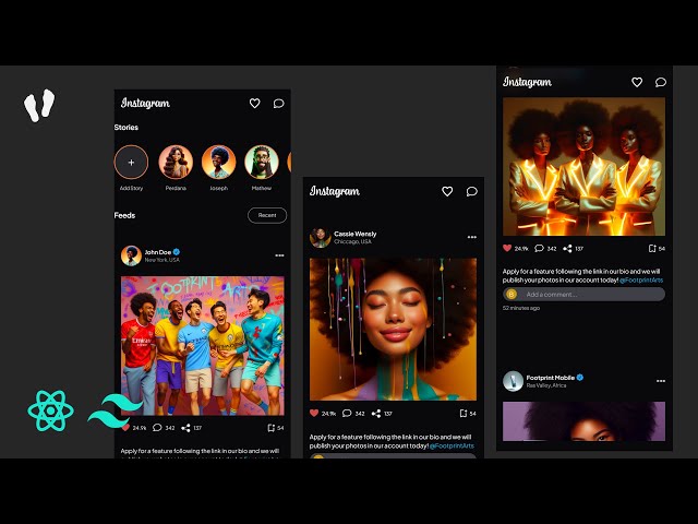 Project 06 | Instagram Clone (Dark Mode) - React & Tailwind CSS (Front-End)