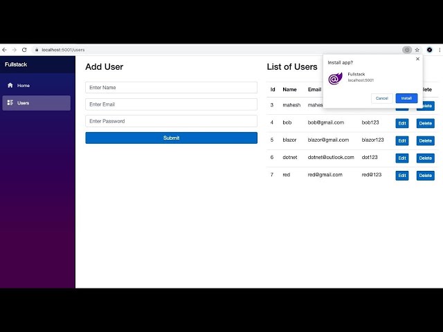 Dotnet Core Blazor Webassembly Hosted Full Stack PWA App | Swagger | REST API | Sqlite | CRUD