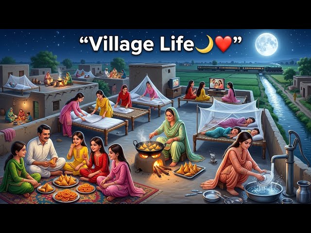 🌙 Chandni Raat Mein Gaon Ki Zindagi | 4 Behno Ki Pyari Family Story ❤️🏡 Peaceful Vlog 