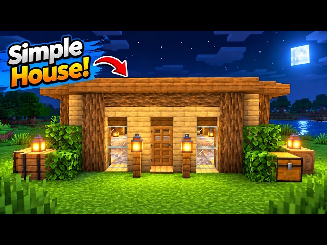 Minecraft Simple Wooden House Tutorial | Easy Survival House Build 🏠