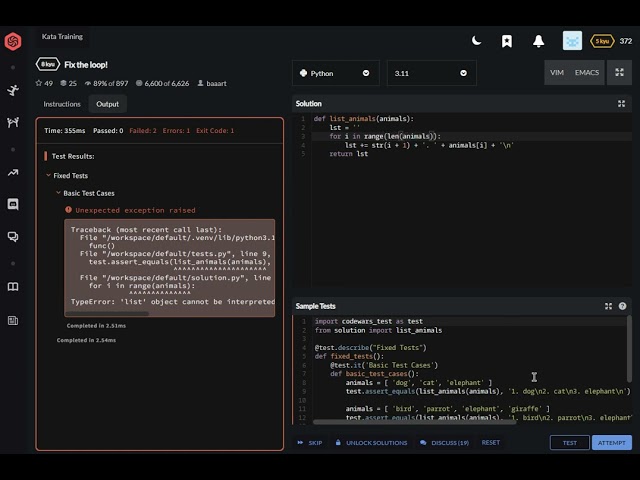 codewars python Fix the loop!