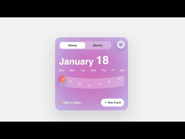 Glassmorphism Calendar | HTML, CSS & JavaScript Project