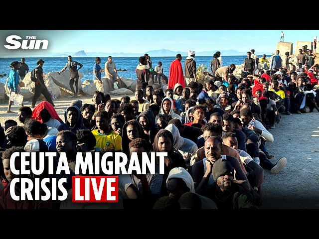 LIVE: View of migrants and security forces at beach in Spain's Ceuta