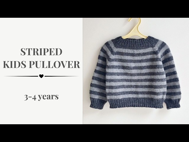 Raglan Seamless Top-Down Kids Sweater | Striped Kids Pullover Knitting Tutorial