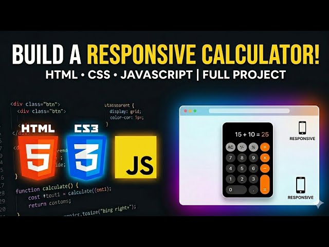 Responsive Calculator Web App Using HTML CSS JavaScript | Full Project