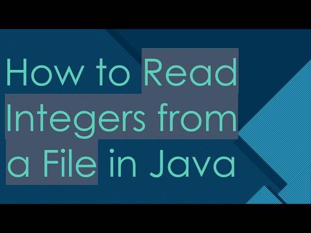 How to Read Integers from a File in Java