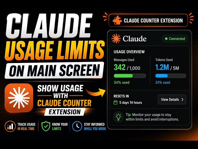 Claude Usage Limits on Main Screen | Show Usage with Claude Counter Extension
