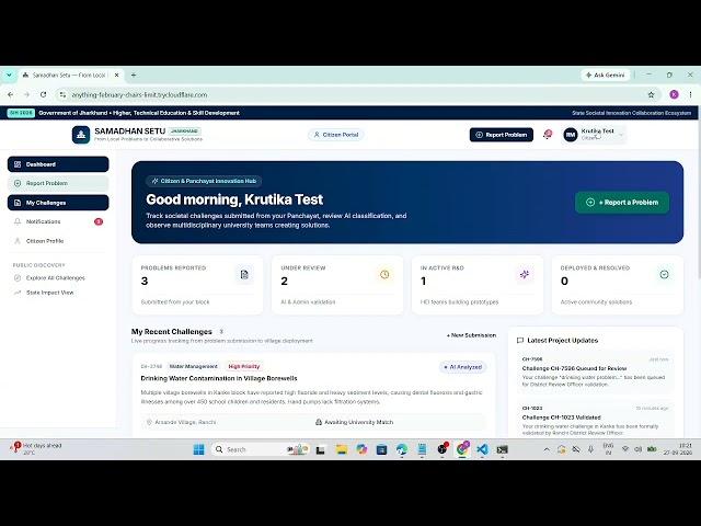 Samadhan Setu | Smart India Hackathon 2026 | SIH26043 | Citizen Problems to Collaborative Solutions