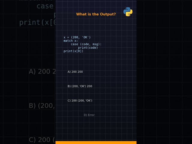 qcm output match case #python #correctcoding #coding #qcm #quiz