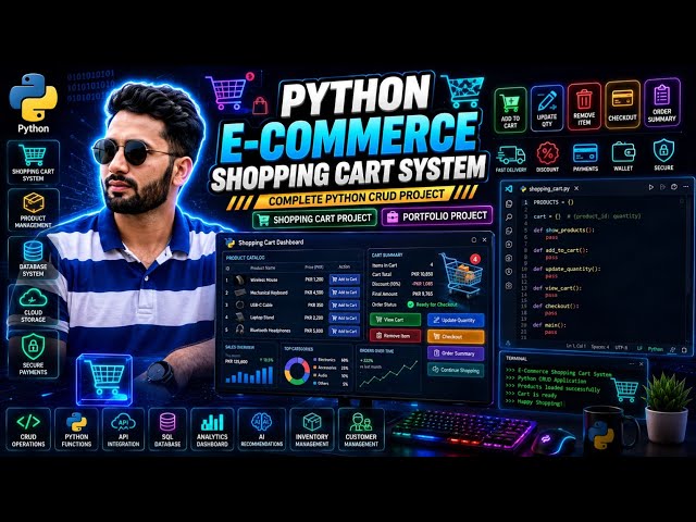🛒 Build a Complete E-Commerce Shopping Cart System in Python! 🐍 By Shahzaib Malik 