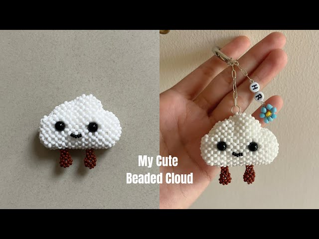 DIY Beaded Cloud Charm ☁️ | Cute Beaded Keychain Tutorial | Handmade Craft