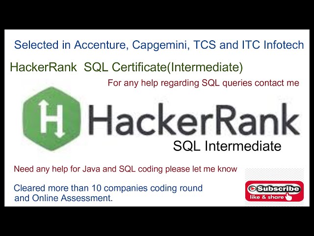 HackerRank SQL Intermediate Certificate || SQL Coding