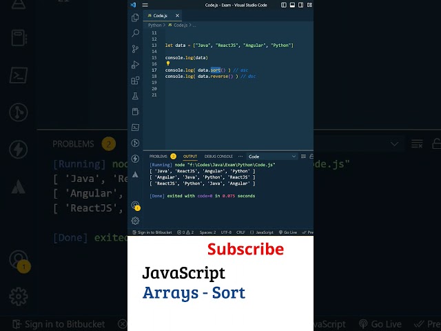 JavaScript in Telugu: JavaScript Arrays (Sort, Reverse), Javascript Tutorial For Beginners, JS