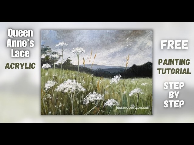 Beginner's FREE Acrylic Painting Tutorial | Queen Anne's Lace