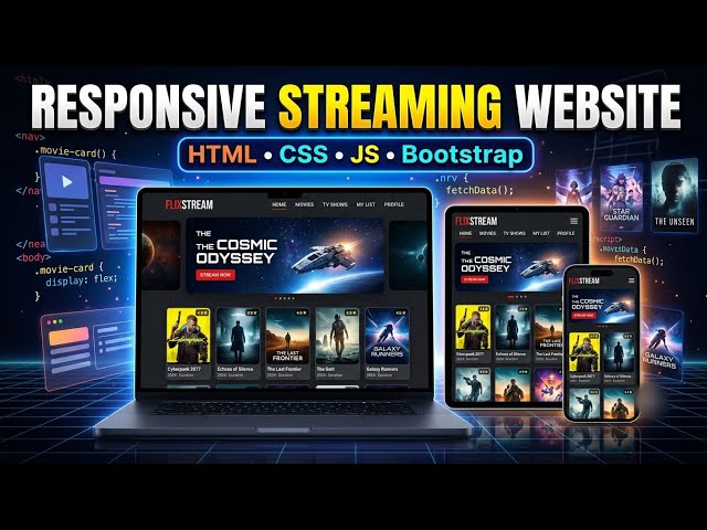 Responsive Streaming Website Using HTML, CSS, JS & Bootstrap | Full Project